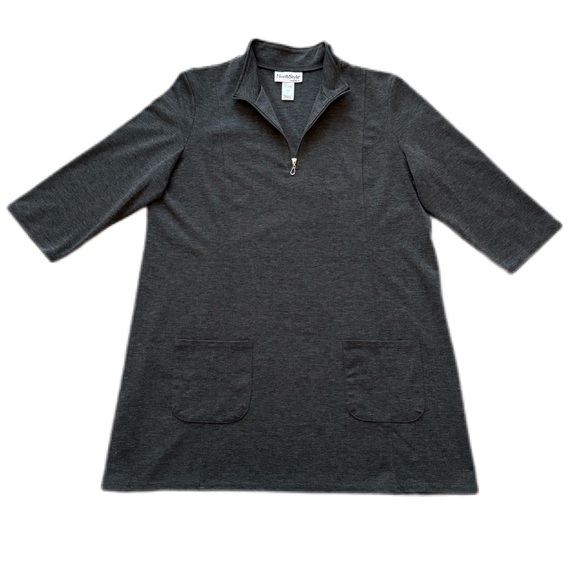 NorthStyle tunic, Size L gray heathered 3/4 sleeves zipper pocket stretch VGUC - Picture 5 of 13